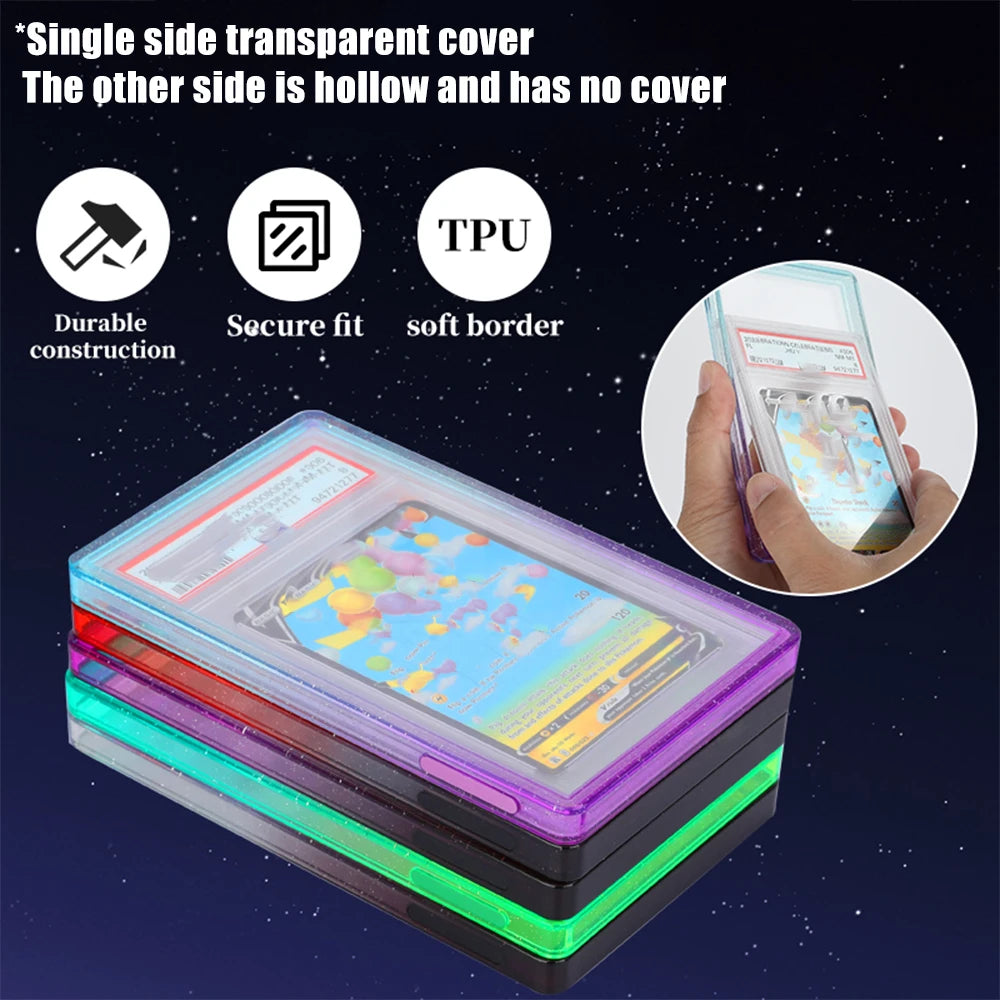 Stackable Slab Case for PSA CGC 35PT Graded Card, TPU Slab Bumper Protector with Back Panel ,Multicolor Gillter, For PTCG