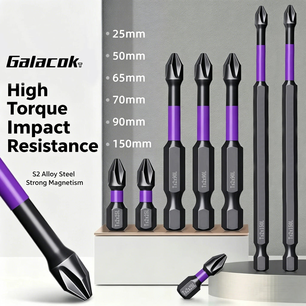 6PCS Magnetic Phillips Screwdriver Drill Bit Set - Anti-Slip, Shock-Absorbent, Compatible with Impact & Electric Screwdrivers