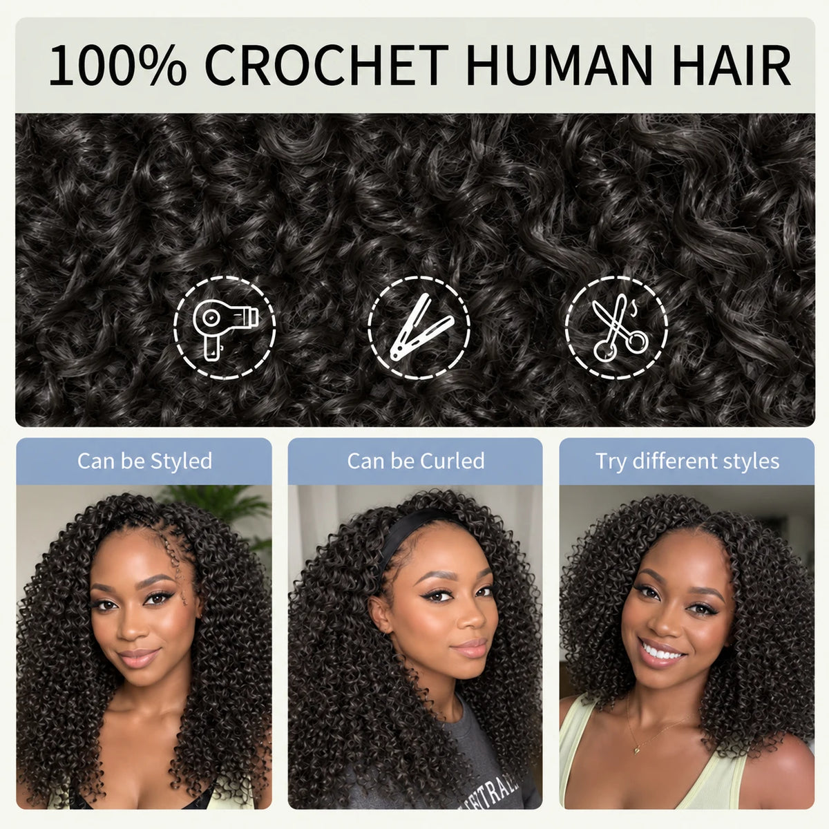 Kinky Curly Human Hair Crochet Extensions Small Spiral Curls Feather