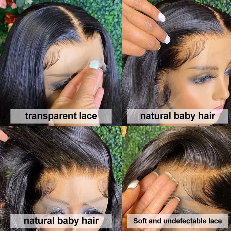 180-220% Density Natural Black 13x6 13x4 HD Transparent Lace Front
